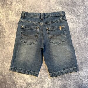 Y2K Southpole Boys Blue Denim Baggy Jean Shorts Size 7 Hip Hop Style Medium Wash